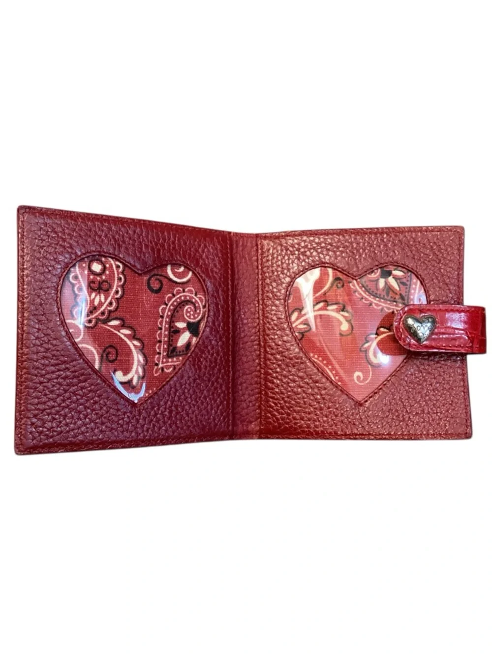 Brighton Bellissimo Red Pebbled Leather Silver-tone Heart Small Wallet